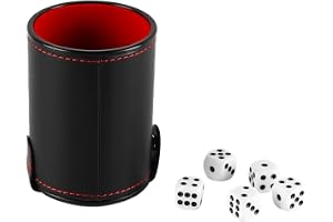 Laroal Tärningskopp Set med 5 tärningar Tärningskopp i konstläder med lock Professionell Silent Shaker för festbrädspel Famil