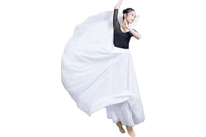 MISSMAO Donna Gonna da Ballo Danza del Ventre in Chiffon Doppio Strato Ruffles Gonna Performance di Danza Gonna Lunga Gonna Flamenco Grande Swing Costume Vestito Gonna