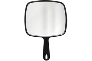 JTKREW 1 x Grand miroir à main avec poignée confortable, grand miroir portable pour coiffeur, coiffeur, cabinet dentaire, coupe de cheveux et maquillage