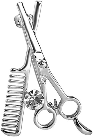 MOMODARLING Women's Vintage Scissors Comb Clear Crystal Bling Fashion Brooches and Pins