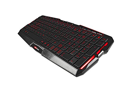 Mars Gaming MK0 - Teclado gaming de membrana  iluminaci  n LED rojo lateral  dise  o slim  10 teclas multimedia  pulsaci  n optimizada  antighosting  ratio de refresco ultrar  pida  USB 