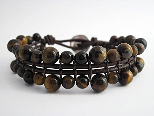 Handcrafted Men's Bracelet with Tigers Eye Gemstones. Stone Beaded Bracelet