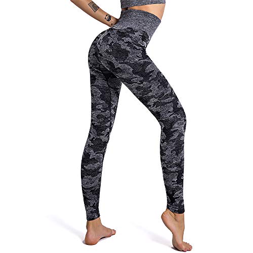 Puimentiua Legging de Sport Femme Pantalon de Sport Yoga Jogging Fitness Running Elastiques Stretch avec Poches Portable Fitness Gym Taille Haute Large Collant Confortable, Style 1, L