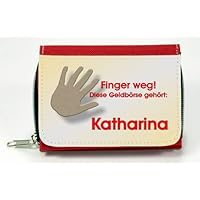 bedruckte Geldbörse Textil in Rot - Motiv Hand mit Wunschnamen