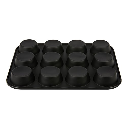 SteinBEISSER Muffin-Form aus Silikon für 12 Muffins in Standardgröße mit Antihaftbeschichtung | 33 x 25 x 3 cm | BPA frei | Muffin-Backform / Cupcake-Form / Brownie-Form / Muffin-Blech | schwarz - 3