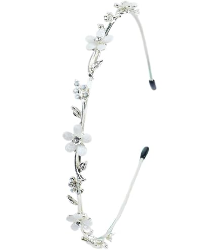 Serre-Tête Perles Blanches & Argentées Bohème – Accessoire Mariage Élégant Élastique – Style Vintage Chic