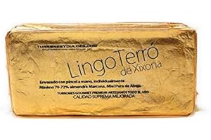 TURRONES FABIÁN Turrón Artesano de Jijona - Nougat Jijona - Édition Gourmande en papier doré de 500 grammes. LingoTerró