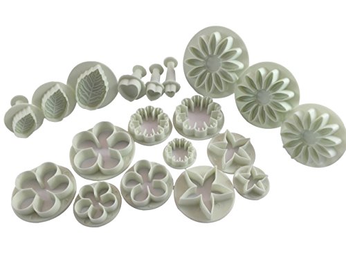 KitchnPro Fondant Set – 146 / 54 / 46 / 33 / 11 / 3 teilig – mit Ausstecher, Ausstechform, Auswerfer, Stempel, Modellierwerkzeug, Glätter, Randverzierung ideal für Fondant, Marzipan und Tortendeko (46 Teile) - 3