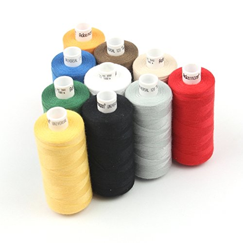 10.000m Nähgarn (10x 1.000m) ACKERMANN® Universal Nähgarn Farben-Mix in 10 Farben Stärke 120, Markengarn - 5