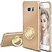 Produktbild Homikon Silikon Hülle Ultra Dünn Schutzhülle mit Ring 360 Grad Ständer Glänzend Diamant Glitzer TPU Weiche Handyhülle Stoßfeste Bumper Schale Tasche Kompatibel mit Samsung Galaxy A7 2017 - Gold