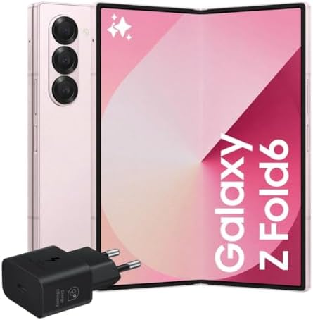 Samsung Galaxy Z Fold6 Smartphone AI pieghevole, Caricatore Incluso, RAM 12GB, 512GB, Dual SIM, Display 6,3"/7,6" Dynamic AMOLED 2X, Batteria a lunga durata, Pink 2024 [Versione italiana]