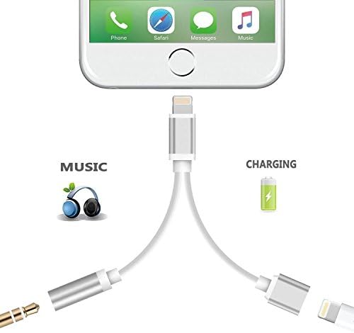 2 in 1 Lightning Adapter for iPhone 7, Assrid iPhone Splitter, 2-Port Lightning Headphone Audio and Charger Adapter for iPhone 7/7 Plus and More [Silver]