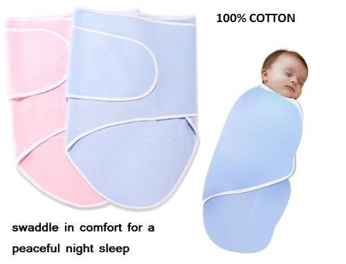 Baby newborn 100% cotton swaddle swaddling blanket wrap pink or blue boy or girl recommended (Blue)