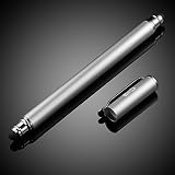 B & D 5.5'' Stylet Stylo Écran Tactile Capacitif Stylus pour Apple iPad, iPhone, iPod, Kindle, Tablette, Samsung Galaxy, LG, HTC+ 20 Embouts de Rechange (Argent)