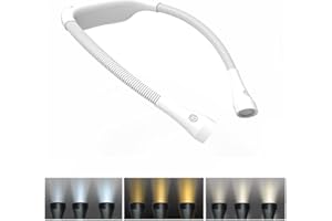 TINYOUTH Weiß Halslampe LED Leselampe, 4 LEDS 2000mAh Wiederaufladbar Leselampe led Buchlampe mit 3 Lichtmodi & Stufenloses Dimmen, Handarbeitslampe für Buch Stricken Reparatur Nähen Handwerk