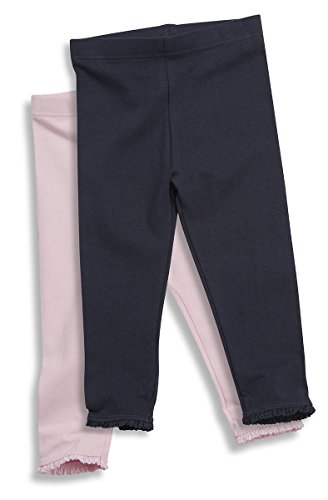 STYLE MIXX Baby Girls Infant Toddler 2 Pack Soft Leggings Jeggings Trouser Pants With Frill (6-9 MONTHS, PINK/NAVY)