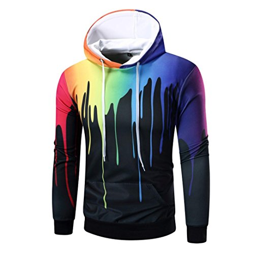 Preisvergleich Produktbild LUCKYCAT Kapuzenpulli Herren Langarm Digitaldruck Hoodie Set Head Hooded Pullover Sweatshirt Tops Mantel Outwear Kapuzen (Schwarz, EU 54--XXL)
