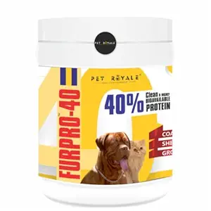 Pet Royale Dog Supplement | Protein Powder for Dog/Cat/Pet - Control Coat Vitalizer, Omega 3, Shedding Control, Biotin, 40% Clean Protein Powder Blend ? 1000 g Dog Growth Food Supplement