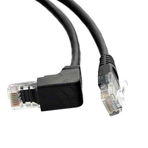 Goliton 90 Grad abgewinkelt 8P8C UTP Cat 5e Stecker auf Stecker Lan Ethernet Netzwerk Patchkabel Kabel 1m – Schwarz - 2