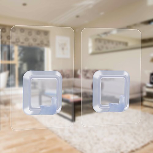 Bad Handtuchhaken Wasserdicht Adhesive 17.6lb / 8kg (Max), Nagel-freies Transparenter Kratz NO Heavy Duty Haken für Schlafzimmer / Küche Oilproofed 4 Stück / Pack … - 8