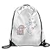 Produktbild Unique Gym Sack Bag Drawstring Backpack Sport Bag for Men & Women | School Travel Backpack for Kids - (Elephant Rabbit Blow Bubbles - White)