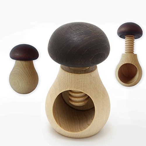 3-er Pack HolzFee Nussknacker Pilz Kappe dunkelbraun / Nussschraube