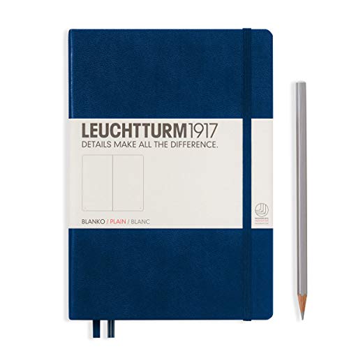 LEUCHTTURM1917 342924 Libreta de notas Medium (A5) tapas duras, 251 páginas numeradas, azul marino, lisa