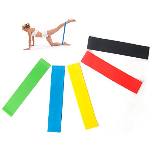 Widerstandsbänder Beine / Fitnessbänder Gummi Ring / 5er Set Stark Gymnastikbänder / übungsband Therabänder Kraftsport für Beine und Arme Ideal für Reha Physiotherapie Pilates Yoga Crossfit zu Hause Training oder im Freien - 5