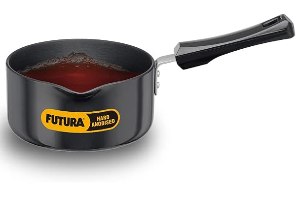 Hawkins Futura 1.5 Litre Saucepan, Hard Anodised Sauce Pan, Cooking Pot with Long Handle, Black (AS15)