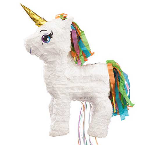 PINATA-SET: Pinata Süßes Einhorn mit Goldenem Horn + Schläger + Maske + Trolli Süßigkeiten-Füllung + Konfetti – PARTYMARTY GMBH® - 5