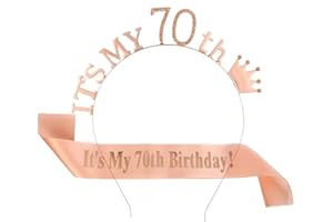 Meet-shop Couronne Anniversaire Ans,Bandeau Anniversaire Tiara Cristal Couronne Bandeau 70th Anniversaire Fille Sash Anniversaire pour Couronne de Mariée Proms de Mariage Concours Princesse Parties