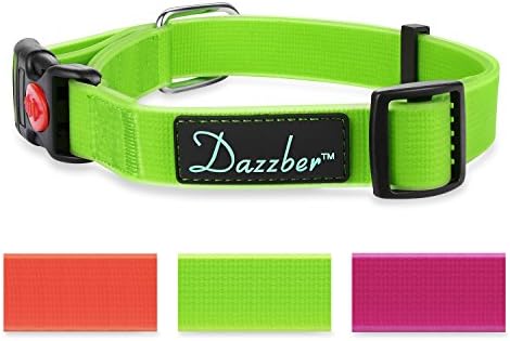 Dazzber Waterproof Dog Collar Safety Buckle- Dog Collars for Large Medium Dogs-Strong and Durable-Soft Antifriction-Easy to Clean-Adjustable Collars By (Fluorescence Green)