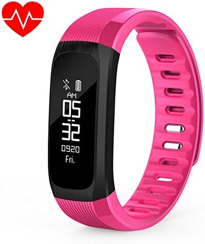 OOLIFENG Activity Wristband Watch With Fitness Tracker Heart Rate Monitors Waterproof Pedometer For Iphone Android,Red