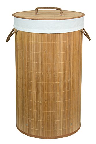 Kronenburg Bambus Wäschekorb Wäschesammler Rund mit Deckel, 58 cm x 35 cm Ø, Natur - 3