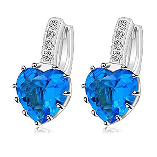 Preisvergleich Produktbild Herzförmige Diamant-Ohrstecker Zirkonia blau