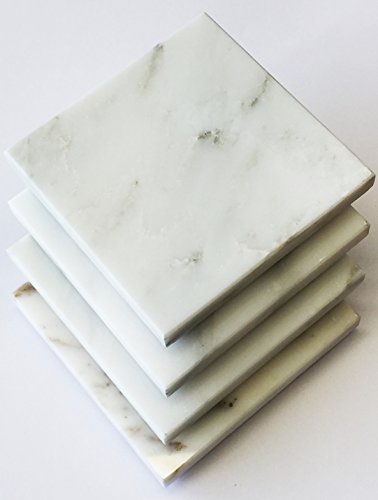 MARMOR- UNTERSETZER "PURO" ca 10 x 10 cm. 4 STÜCK Marmorplatten.