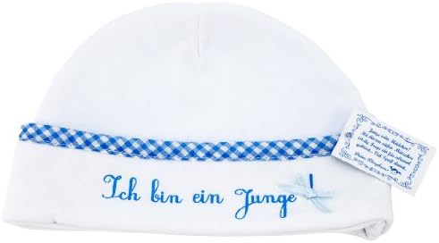 Baby Hat "Ich bin ein Junge" (I am a boy) 100% cotton by German label Ringelsuse (3-6 months)