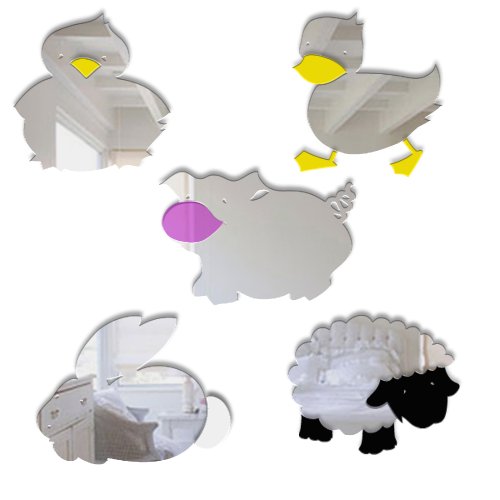 Mungai Mirrors 30cm Farmyard Set Acrylic Mirrors (Set of 5)