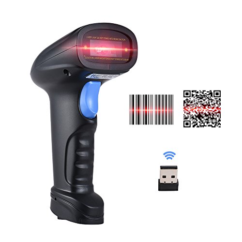 Aibecy Barcode Scanner Portatile Wireless 1D/2D/QR Bar Lettore di Codici con Ricevitore USB 2100 Codice Capacità per PC POS Android iOS