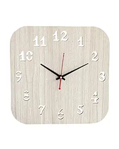 ZYNATY Square Shape Wooden Wall Clock for Home, Office, Living Room, Bed Room, Kids Room, Kitchen (White)
