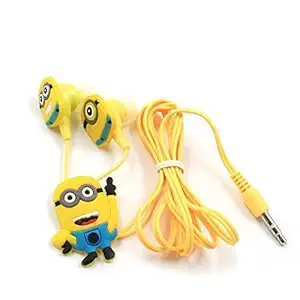 PINGLO Despicable ME 2 Cartoon Wired Earphone with 3 Additional Earplug Covers | Earphones with Mic, Powerful HD Sound with High Bass | Cartoon Headphones