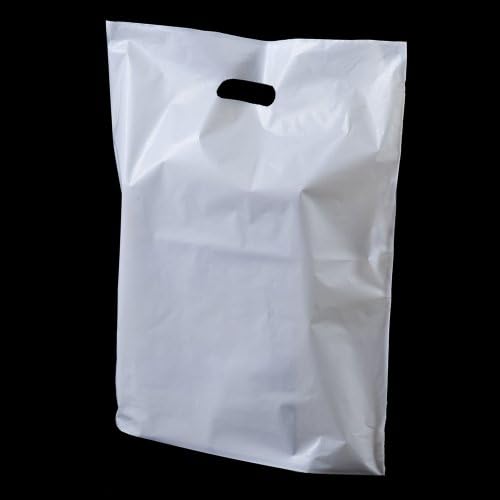 1000 x Strong White 'Patch' Handle Party Plastic Carrier Bags - 10" x 12"x 4" (SMALL) Unipack Brand - Unibags