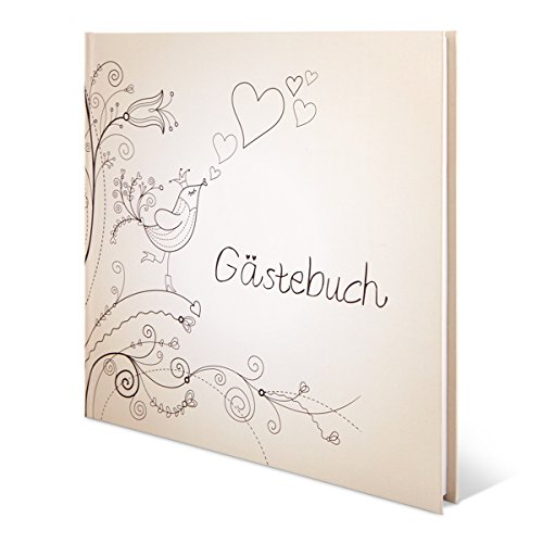 Hochzeit Gästebuch Hardcover - Liebesbaum - 210 x 210 mm 144 Seiten Bedruckte Innenseiten Naturpapier