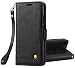 Produktbild Ferlinso Hülle für Honor 7C / Huawei Y7 2018 / Huawei Y7 Prime 2018, Elegantes Retro Leder mit Identifikation Kreditkarte Schlitz Halter Schlag Abdeckungs Standplatz magnetischer Verschluss (Schwarz)