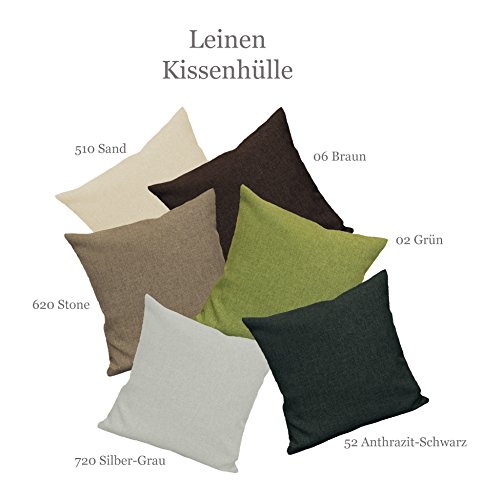 Leinen Look Kissenhülle ca. 50×50 cm grob strukturiert & angenehm in 6 Uni-Farben (510 Sand) - 2