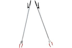 BAYLI 2 x Greifzange extra lang für Müll | Greifhilfe 92 cm - Müllzange aus Metall für Senioren | praktischer Abfallsammler | Handgreifer - Müllsammler | Greifarm | robuste Müllsammelzange | [große Öffnung]