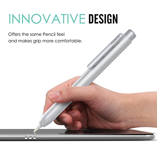 MoKo Schutzhülle für Apple Pencil – Multifunktion Retractable Ausziehbar Hülle Case für iPad Pro 9.7″ 12.9″ Apple Pencil mit eingebaute Clip, Teleskop – kopf Schutz, und Sicherheits-hut, Silber - 7