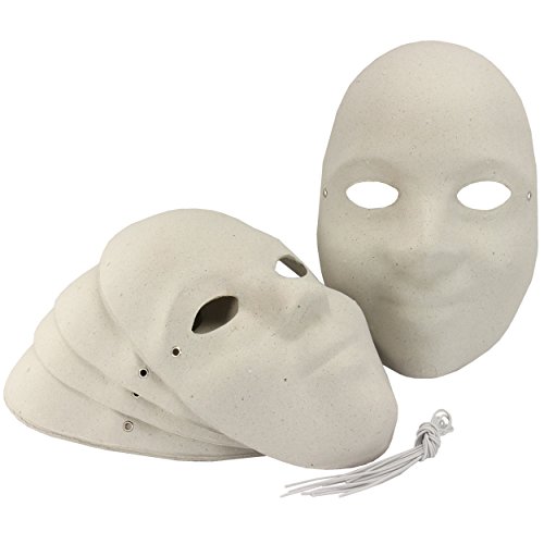 Maske für Erwachsene aus Pappe, 6 Stück ✓ Karnevalmaske / Papp-Masken ist ca. 23×15,5 cm ✓ Masken-Set aus robuster, grauer Pappe ✓ unbemalte / blanko Gesichtsmasken zum selber machen ✓ Faschingsmaske ideal für den Maskenball / Kostüm-Ball / Karneval / Fasching ✓ Vollmaske / Faschingsmaske selber basteln / bemalen / verzieren ✓ Faschingsmasken mit Gummischnüre zum Befestigen | trendmarkt24 – 221450 - 2