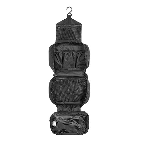 Preisvergleich Produktbild Kulturbeutel zum Aufhängen für Damen und Herren, Kulturtasche Kosmetiktasche Waschtasche mit Haken, mini, 24,5 x 16 x 8 cm, Schwarz