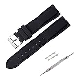 Fmway Silikon Uhrenarmband Ersatzarmband mit Edelstahl Metall Schließe für Unisex, Uhr und Smartwatch (22mm, schwarz 3)